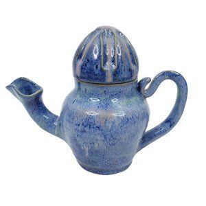 Whimsical Blue Teapot Southern Pottery 24 oz Handmade Boho Artsy Unique Gift